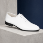 Pantofi Oxford bărbați albi din piele naturală cu talpă neagră GKR71A